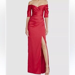 NWT Theia Sienna Off-the-Shoulder Red Gown Size 14